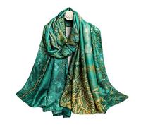 Aufeel Foulards tendance 100 % satin de soie longue et légère protection solaire châles pour femmes, turquoise, Large