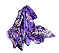 Aufeel Foulards tendance 100 % satin de soie longue et légère protection solaire châles pour femmes, violet intense, Large