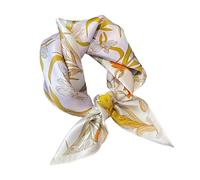 Aufeel Petit foulard carrée 100 % pure soie de mûrier pour femme, Foulard en soie, 53 x 53 cm, Beige à rayures., Small