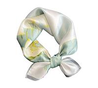 Aufeel Petit foulard carrée 100 % pure soie de mûrier pour femme, Foulard en soie, 53 x 53 cm, Blanc élégant., Small