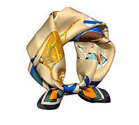 Aufeel Petit foulard carrée 100 % pure soie de mûrier pour femme, Foulard en soie, 53 x 53 cm, bleu foncé, Small