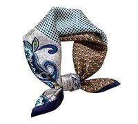 Aufeel Petit foulard carrée 100 % pure soie de mûrier pour femme, Foulard en soie, 53 x 53 cm, bleu marine, Small