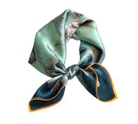 Aufeel Petit foulard carrée 100 % pure soie de mûrier pour femme, Foulard en soie, 53 x 53 cm, cyan, Small