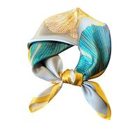 Aufeel Petit foulard carrée 100 % pure soie de mûrier pour femme, Foulard en soie, 53 x 53 cm, feuilles, Small