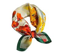 Aufeel Petit foulard carrée 100% pure soie de mûrier pour femme, Foulard en soie, 53 x 53 cm, Fleurs, Small