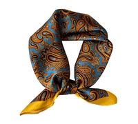 Aufeel Petit foulard carrée 100 % pure soie de mûrier pour femme, Foulard en soie, 53 x 53 cm, jaune/noir, Small