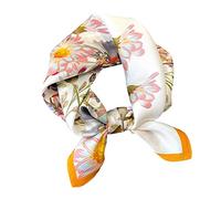 Aufeel Petit foulard carrée 100 % pure soie de mûrier pour femme, Foulard en soie, 53 x 53 cm, jaune, Small