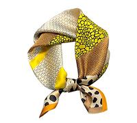 Aufeel Petit foulard carrée 100 % pure soie de mûrier pour femme, Foulard en soie, 53 x 53 cm, léopard, Small