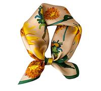 Aufeel Petit foulard carrée 100 % pure soie de mûrier pour femme, Foulard en soie, 53 x 53 cm, marguerite, Small