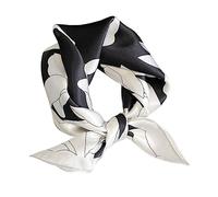 Aufeel Petit foulard carrée 100% pure soie de mûrier pour femme, Foulard en soie, 53 x 53 cm, Noir élégant., Small