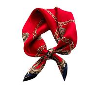Aufeel Petit foulard carrée 100 % pure soie de mûrier pour femme, Foulard en soie, 53 x 53 cm, Rouge passion, Small