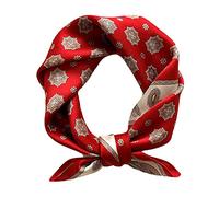 Aufeel Petit foulard carrée 100 % pure soie de mûrier pour femme, Foulard en soie, 53 x 53 cm, Rouge, Small
