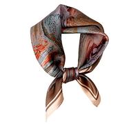 Aufeel Petit foulard carrée 100 % pure soie de mûrier pour femme, Foulard en soie, 53 x 53 cm, Thé au lait., Small