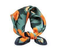 Aufeel Petit foulard carrée 100 % pure soie de mûrier pour femme, Foulard en soie, 53 x 53 cm, Vert foncé, Small