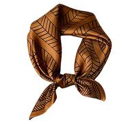 Aufeel Petite écharpe carrée 100 % pure soie de mûrier pour femme - Foulard en soie - 53,3 x 53,3 cm, marron, Small