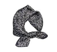 Aufeel Petite écharpe carrée 100% pure soie de mûrier pour femme - Foulard en soie - 53,3 x 53,3 cm, Noir Motif 1, Small