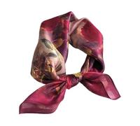 Aufeel Petite écharpe carrée 100% pure soie de mûrier pour femme - Foulard en soie - 53,3 x 53,3 cm, rose rouge, Small