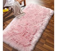 AUFELL Tapis Fausse Fourrure en Mouton Artificielle Tapis en Peluche pour Chaise et Coussin de Canapé Tapis pour Chambre à Coucher,Salon,Crèche(Rose,23.6x35.4 inch)
