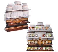 AUFGELD Étagère d'affichage pirate compatible avec la série Funko Bitty One Piece - Racks de rangement pour Bitty Pops, étagère murale pirate