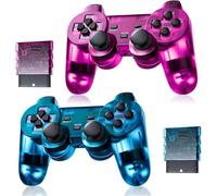 AUFGLO Classic Drahtlos Controller für Ps2/Dual Shock 2/PC Violet transparent + Bleu transparent
