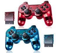 AUFGLO Contrôleur classique sans fil pour Ps2/Dual Shock 2/PC (Violet+Bleu)