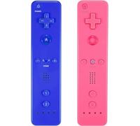 AUFGLO Pack de 2 manettes Wii - Télécommande Wii avec étui en silicone et dragonne (rose+bleu)
