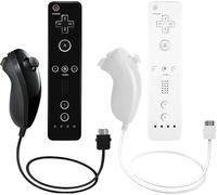 AUFGLO Télécommande et Nunchuck compatibles avec la Wii/Wii U - Comprend un étui en silicone et une dragonne- (Noir+Blanc)