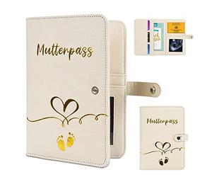 Aufisi Étui pour carnet de maternité en Cuir synthétique avec Compartiments pour Ranger Cartes d'assurance, échographies et carnet de Vaccination des Mamans - Cadeau d'annonce de Grossesse