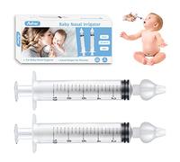 Aufisi Lot de 2 seringues nasales réutilisables pour bébé - 10 ml - Portable - Avec embout d'aspiration nasale en silicone - Kit de rinçage nasal de qualité supérieure sûr et confortable