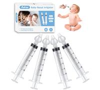 Aufisi Lot de 4 seringues nasales réutilisables pour bébé - 10 ml - Portable - Avec embout d'aspiration nasale en silicone - Kit de rinçage nasal de qualité supérieure sûr et confortable