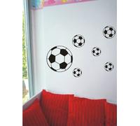 Aufkleber2009 Lot de 6 Stickers muraux de la Collection Football - 6 Bälle - Noir
