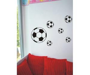 Aufkleber2009 Lot de 6 Stickers muraux de la Collection Football - 6 Bälle - Noir