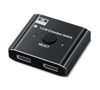 Aufloag Commutateur DisplayPort 1.4 bidirectionnel 2 en 1 sortie/1 entrée 2 sorties, prend en charge 8K @ 30 Hz 4K @ 60 Hz, commutateur DP en alliage d'aluminium Plug and Play, adapté pour PC