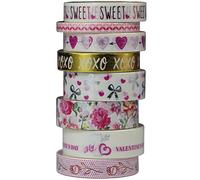 aufodara 8 Rouleaux Masking Tape Washi Tape doré Argent Feuille Imprimé Flower Ruban Adhésif Deco Papier Ruban Scrapbooking Artisanat Bricolage Décoration de Mariage Saint Valentin Cadeau