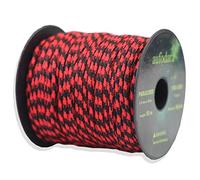 aufodara Corde paracorde 2 mm en Nylon 50 m (Rouge/Noir, Longueur: 50.0 Mètres)