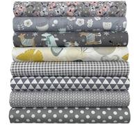 aufodara Lot de 8 Tissus Coton Textile Patchwork Chiffons Couture Quilting DIY Fabric à la Main en Tissu à Coudre 50 x 50 cm Vêtements Sewing Artisanat (Gris)