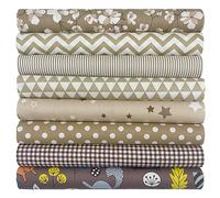 aufodara Lot de 8 Tissus Coton Textile Patchwork Chiffons Couture Quilting DIY Fabric à la Main en Tissu à Coudre 50 x 50 cm Vêtements Sewing Artisanat (Marron)