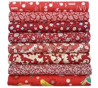 aufodara Lot de 8 Tissus Coton Textile Patchwork Chiffons Couture Quilting DIY Fabric à la Main en Tissu à Coudre 50 x 50 cm Vêtements Sewing Artisanat (Rouge)