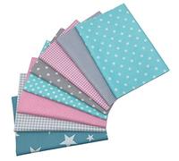 aufodara Lot de 8 Tissus Coton Textile Patchwork Chiffons Couture Quilting DIY Fabric à la Main en Tissu à Coudre 50 x 50 cm Vêtements Sewing Artisanat (Gris Rose Menthe Verte)