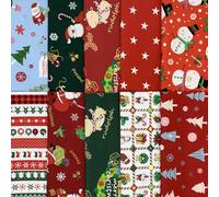 aufodara Noël Tissus Coton 10 pièces Patchwork Chiffons DIY Fabric à la Main en Tissu à Coudre 550x80cm 40x50cm 25x 25cm Modèle de Couleur Designs Différents Décoration de Noël (50 x 40 cm, U-01)