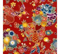 aufodara Tissus au Metre Style Japonais Tissu DIY Couture pour Décorer Patchwork Vêtements Nappe de Table Rideau Tissu à Coudre, Largeur 145cm (Rouge A, 50x145cm)