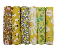 aufodara Tissus Coton 6 pièces Textile Patchwork Chiffons Couture Quilting DIY Fabric à la Main en Tissu à Coudre 50 x 50 cm Vêtements Sewing Artisanat (Jaune)