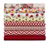 aufodara Tissus Coton 7 pièces 50 x 50 cm Imprime Textile Patchwork Chiffons Couture Quilting DIY Fabric à la Main en Tissu à Coudre Sewing Artisanat (Rouge)