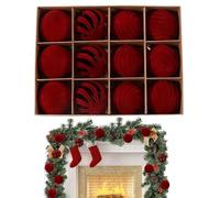 Aufquwk Boules De Noël Ornements | 12 Pièces de Boules Flockées pour la Décoration - 8 cm Ornement pour Arbre Incassable | pour Intérieur Fêtes Célébrations Soirées Hiver Fenêtre Et