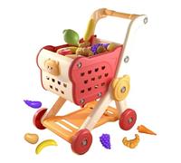 Aufquwk Caddie Jouet Enfant | Jeu D'imitation Caddie Supermarché avec Accessoires Alimentaires | Jeu De Rôle pour Garçons Et Filles Tout-Petits | Marchande