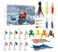 Aufquwk Calendrier De L'Avent Pêche Noël | 24 Jours De L'Avent De Noël,Kit De Leurres De Pêche - pour Papa Petit Ami Adolescents Hommes Pêcheurs Lac Rivière Perche Truite Eau Douce Eau Salée
