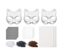 Aufquwk Couvre-visages de Chat pour Créations Manuelles, Halloween Masque De Chaton Vierge À Peindre Avec Maillage, Costumes Faits Main Pour Amoureux Des Animaux Événements De Déguisement Fêtes Femmes
