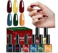 Aufquwk Kit de Vernis Gel | 6 Couleurs Vernis Gel Hiver - Séchage Rapide Fournitures Manucure pour Femme Mère Épouse Petite Amie Professionnelles