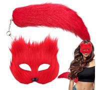 Aufquwk Mascarade de Cosplay de Queue d'Animal,Mascarade de Cosplay d'Animal | Ensemble de costumes pour fille pour cosplay animalier | Couvre-visage d'animal à moitié poilu pour une fête de