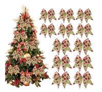 Aufquwk Nœuds De Noël Décoratifs,15 Cm Fournitures De Fête À Paillettes,12 Pièces De Grands Nœuds Guirlandes Et Couronnes D Emballage - pour Extérieur Intérieur Porte d'Entrée Clôture Fenêtre Rampe